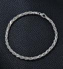 1pc 925 Sterling Silver 2.2mm Diamond Cut Braided Rope Chain Bracelet, Tarnish Resistant White Gold Plated, Length Selections: 7 inch/7.5 inch/8 inch