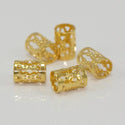 100pcs Large Hole Filigree Tube Beads, 18K Yellow Gold Plated Brass, 8x6mm, Hole ID 4.9mm, CF106-G