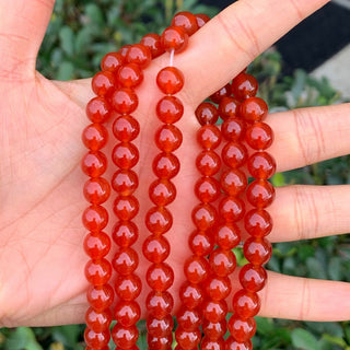 Natural Carnelian Red Agate Healing Gemstone Round Beads, 1 Strand/15 Inch, Size Selections: 4mm/6mm/8m10mmm/