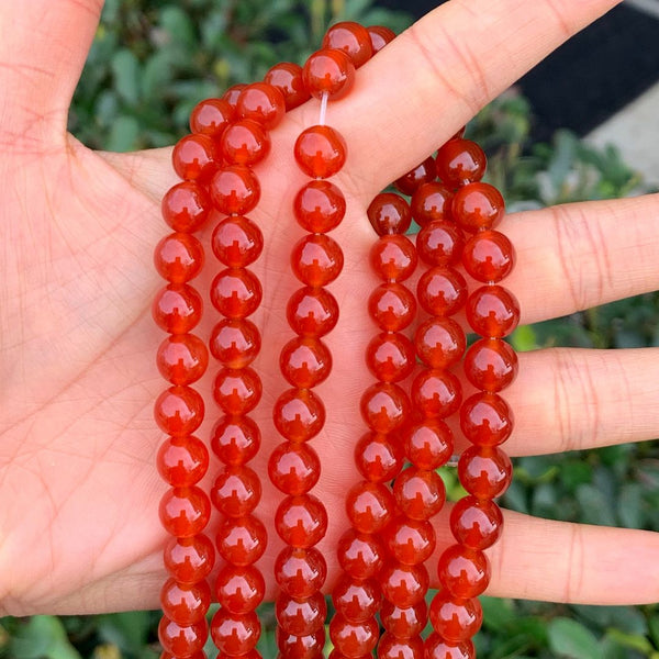 Natural Carnelian Gemstone Round Beads, 1 Strand/15 Inch, Size Selections: 4mm/6mm/8mm/10mm