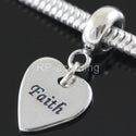 1pc Real 925 Sterling Silver Faith Love Heart Bead Charm Pendant, Compatible with Pandora All Other Charm Bracelets, EC4-D1
