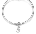1pc 925 Sterling Silver Letter S Charm, Tarnish Resistant Rhodium Plated, Cubic Zirconia CZ Name Initial Pendant Drop,SSP-C19
