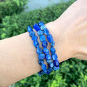 1 Strand Stretch Natural Blue Kyanite Free Form Gemstone Bracelet, 5-8mm Small Beads, Length Selections: 7 inch/7.5 inch
