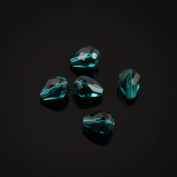 24pcs Adabele Austrian Faceted Teardrop Crystal Beads #5500, Emerald Green, 8mm x 6mm, Hole ID 1mm, SST-824