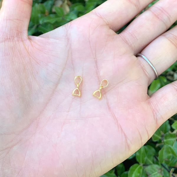 5pcs 925 Sterling Silver Pinch Bails, Pendant Clasp, Real 18K Yellow Gold Plated, Size Selections: 10.5/13/16/18/20mm