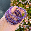 1 Strand Stretch Natural Grade A Purple Amethyst Beaded Gemstone Bracelet, 10mm Bead, Length Selections: 7 inch/7.5 inch/8 inch/8.5 inch