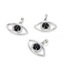 2pcs Natural Black Obsidian Gemstone Pendants, 33x18mm Evil Eye Stone Drops, G2P-L5