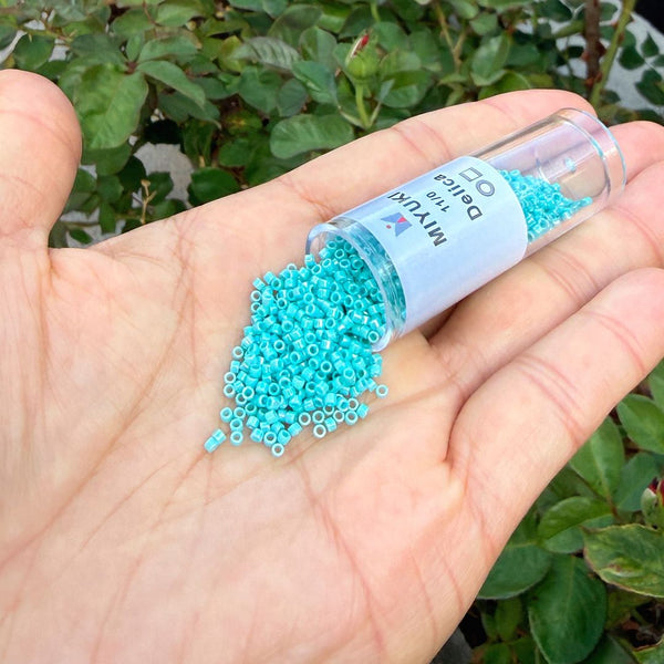 30g Miyuki Delica 11/0 Seed Beads, Opaque Rainbow Sea Opal DB1576