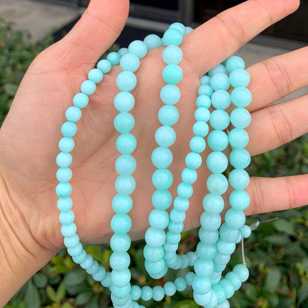Lab Created Green Amazonite Gemstone Round Beads, 1 Strand/15 Inch, Size Selections: 4mm/6mm/8mm/10mm