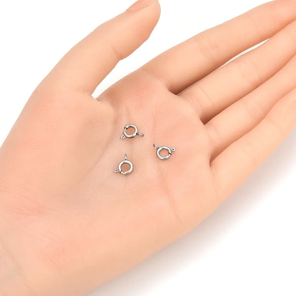 20pcs 304 Stainless Steel Spring Ring Clasps with Jump Rings (6mm/8mm)