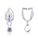 2pcs 925 Sterling Silver Leaf-Shaped Pinch Bail, Pendant Clasp, 17x6mm, SS125-1
