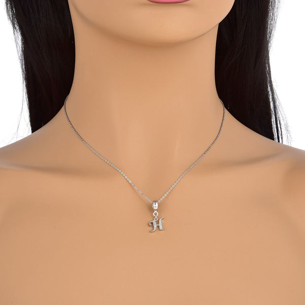 1pc 925 Sterling Silver Letter H, Alphabet Charm Pendant Drop, 18mm Long, Hole ID 4.5mm, EC3-A8