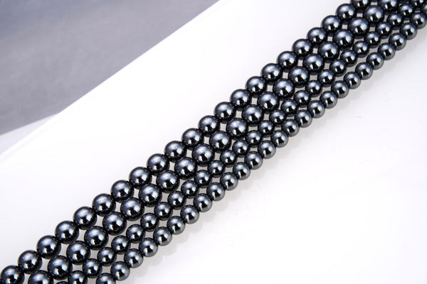Grade A Natural Black Hematite Gemstone Round Beads, 2 strands/200pcs Beads, 4mm/Small Tiny, Hole ID 1mm, GFC-A4