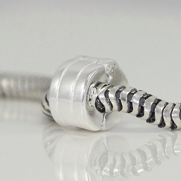 1pc 925 Sterling Silver Clip Lock Charm Holder Bead Stopper, Compatible with Pandora All Other 3mm Charm Bracelet, EC112