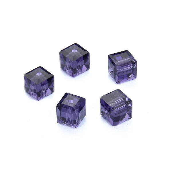 24pcs Adabele Austrian Faceted Cube Crystal Beads #5601, Purple, Size Selections: 4mm/6mm/8mm