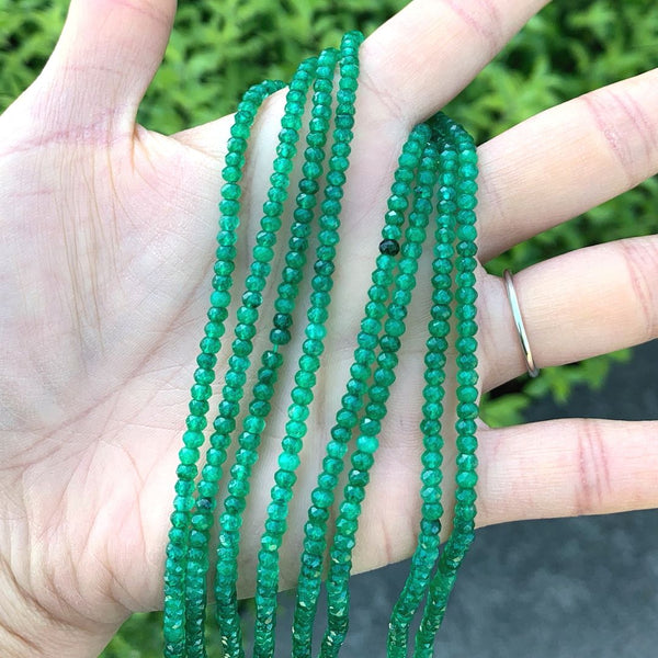 Natural Emerald Green Quartz Gemstone Faceted Rondelle Beads, 3x2mm/Small Tiny, Hole ID 0.8mm, 13 Inch/1 Strand, GH2R-10