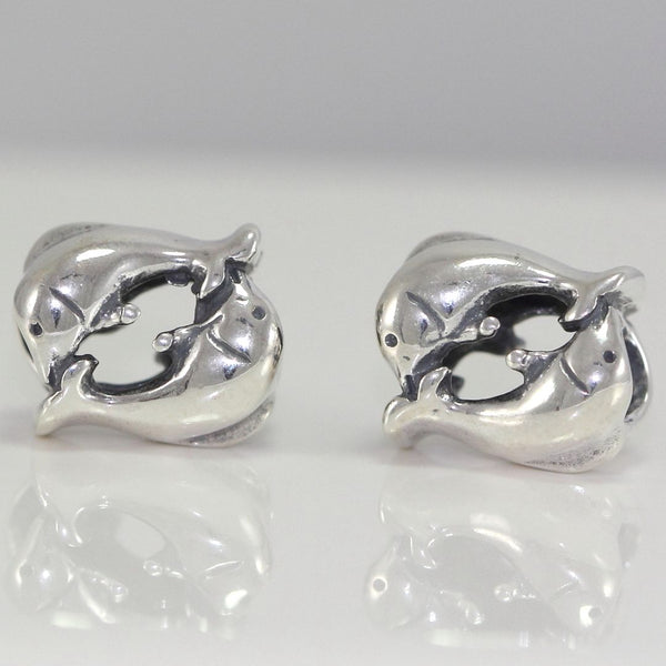 1pc 925 Sterling Silver Dancing Dolphin Charm Bead, Compatible with Pandora All Other Charm Bracelets, EC2-S1