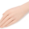1pc 925 Sterling Silver 3mm Bead Station Singapore Chain Bracelet, Length Selections: 6.5 inch/7 inch/7.5 inch/8 inch