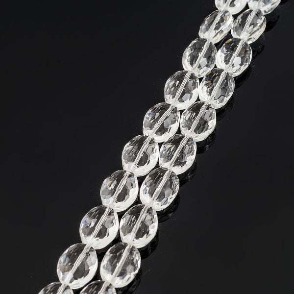 50pcs Creative Club Faceted Flat Oval Crystal Beads, Crystal Clear, 16x12mm/Large, Hole ID 1.1mm, CCO-1