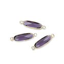 10pcs Grade A February Amethyst Purple Rectangle Bar Birthstone Links, 18K Yellow Gold Plated Brass, 21x7mm, CCP9-G2