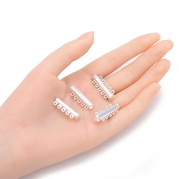 10pcs 5-Strand Magnetic Lock Clasp Sets, Multiple Strands Layering Clasp, Sterling Silver Plated Brass, 28mm, CF228-5