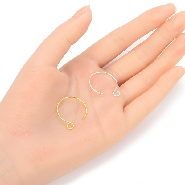 20pcs Tarnish Resistant Round Hoop Earring Hooks, Sterling Silver Plated Brass, 20.5mm, 0.8mm/20 Gauge, BF63-1