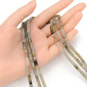 Natural Grey Labradorite Gemstone Cylinder Tube Beads, 13x4mm, Hole ID 1mm, 14.5 Inch/1 Strand, GH-H12