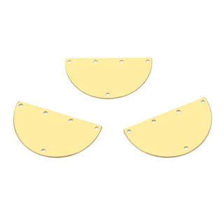 20pcs Raw Brass Large Half Round Semicircle Connector Link, 5-Hole, 35mm, Unplated/Uncoated, CX-R6