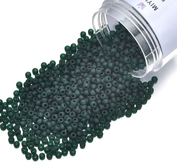 25g Miyuki Rocaille 8/0 Seed Beads Translucent Matte Emerald Green RR-156F