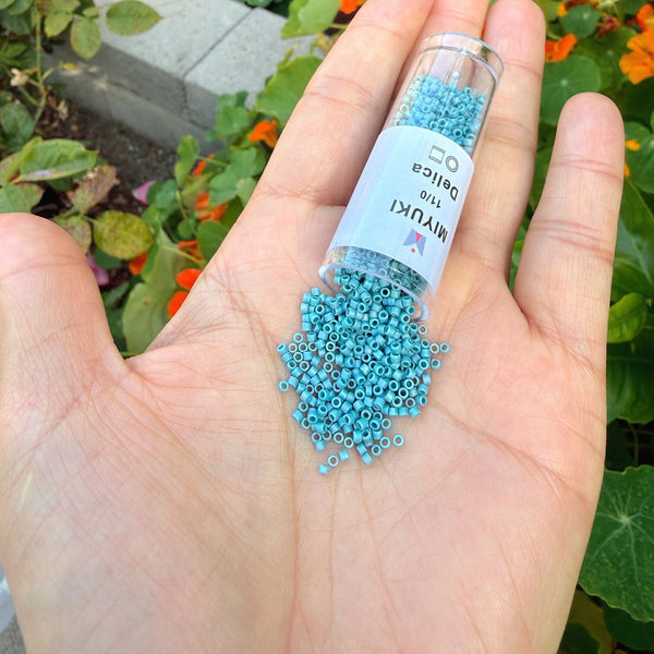 7.5g Miyuki Delica 11/0 Seed Beads, Matte Glazed Rainbow Nile Blue DB2315