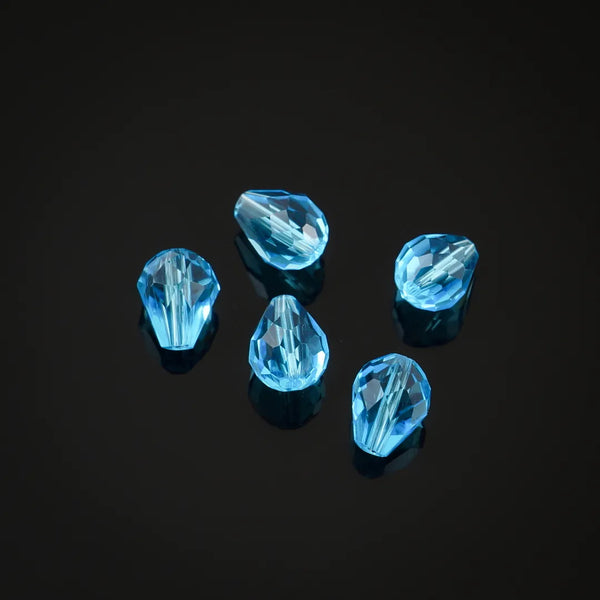 24pcs Adabele Austrian Faceted Teardrop Crystal Beads #5500, Aquamarine Blue, 8mm x 6mm, Hole ID 1mm, SST-810
