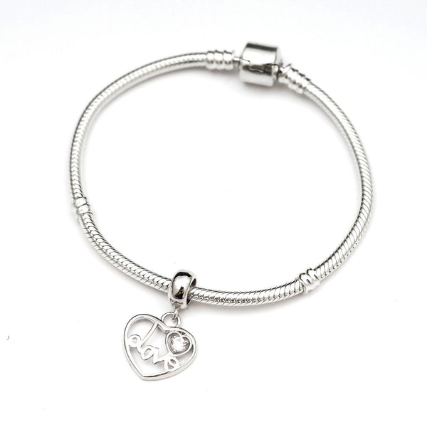 1pc Solid 925 Sterling Silver Love Eternity Bead Charm Clear Cubic Zirconia CZ, Compatible with Pandora All Other Charm Bracelet, EC611