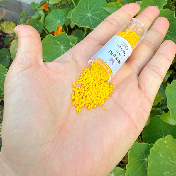 7.5g Miyuki Delica 11/0 Seed Beads, Opaque Canary Yellow DB1132