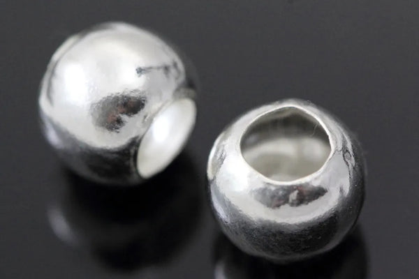 5pcs 925 Sterling Silver Large Hole Round Spacer Beads, 10mm, Hole ID 4.5mm, SS200-10