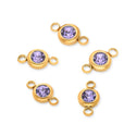 10pcs Grade A June Alexandrite Birthstone Links, 18K Yellow Gold Plated Stainless Steel, Tarnish Resistant, 6mm, CCP35-6