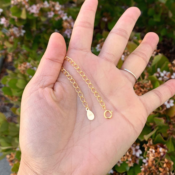 1pc 925 Sterling Silver Chain Extender with Clasp, 18K Yellow Gold Plated Cable Chain Extension, Length Selections: 2 inch/3 inch/4 inch/5 inch/6 inch