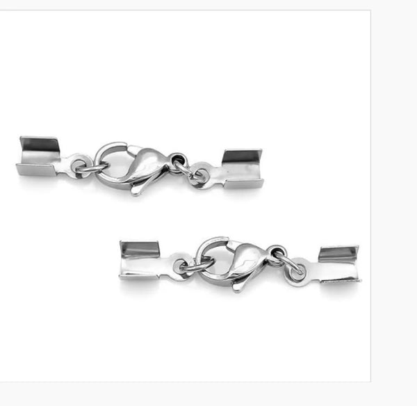 100pcs 304 Stainless Steel Fold Over Cord End Caps, Crimp Tip Terminator Connectors, 9mm