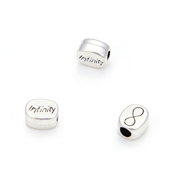 20pcs Infinity Eternity Sign Large Hole Beads, Hole ID 4.5mm, Antique Silver, Zinc Alloy Metal, MEC-C1