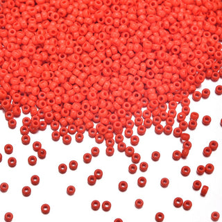 50g Miyuki Rocaille 8/0 Round Seed Beads Opaque Vermillion Red RR-407