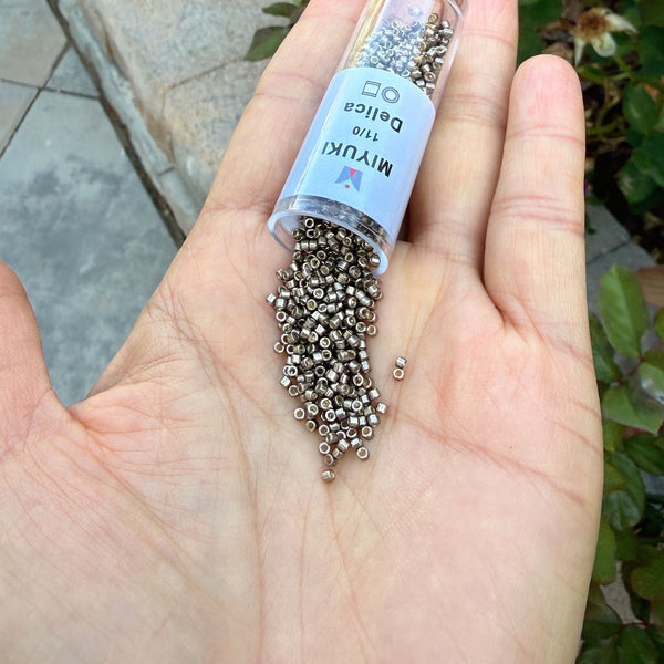 7.5g Miyuki Delica 11/0 Seed Beads Duracoat Opaque Galvanized Pewter DB1852