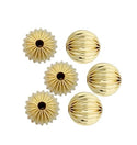 500pcs Sparkle Small Tiny Corrugated Melon Round Beads, 18K Yellow Gold Plated Brass, Size Selections: 3mm/4mm
