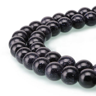 Blue Goldstone Sandstone Gemstone Round Beads, 1 Strand/15 Inch, Size Selections: 4mm/6mm/8mm/10mm