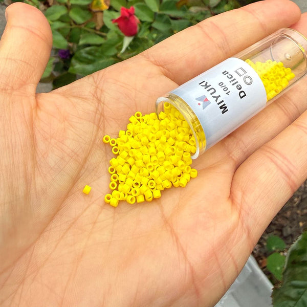 30g Miyuki Delica 10/0 Tube Seed Beads, Opaque Yellow DBM721