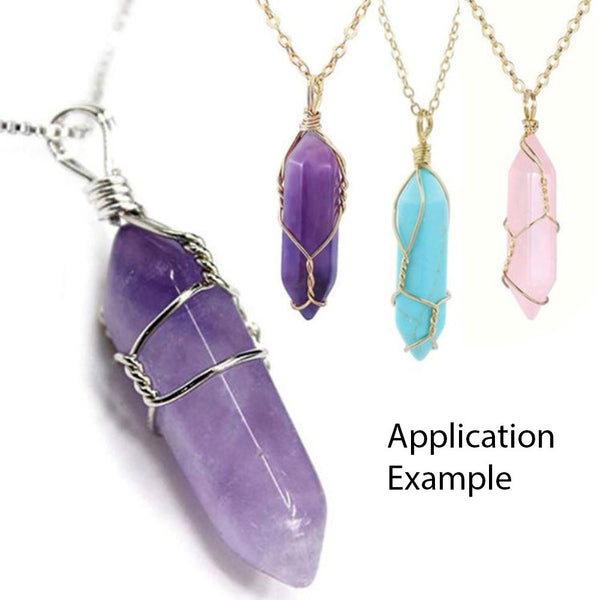 4pcs Lab Created White Opal Double Point Gemstone Wand, 32mm Loose Cut Stones, G3P-E11