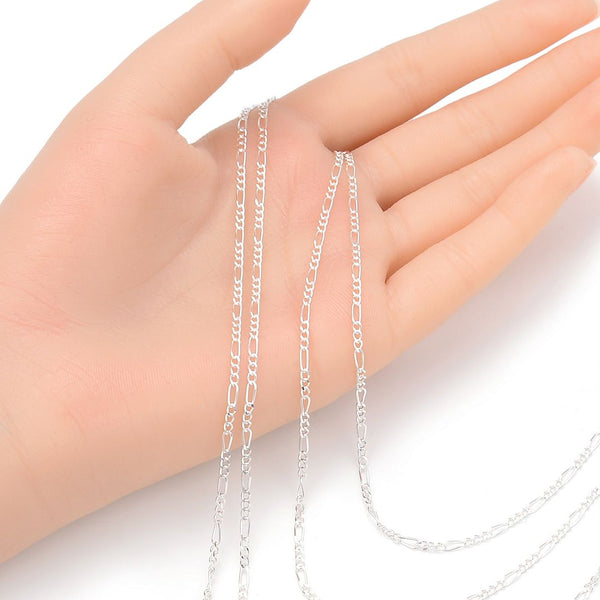 5 Feet 925 Sterling Silver Unfinished Figaro Chain Links, 1.9mm, SSK-B3