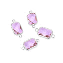 10pcs Grade A October Pink Birthstone Rectangle Radiant Cut Links, Sterling Silver Plated Brass, 14mm, CCP12-S10