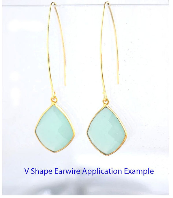 10pcs Sterling Silver Flat Marquise Earring Hooks, V Shape Ear Wire, 40mm Long, 0.7mm/21 Gauge, SS16-1