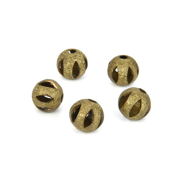 100pcs Filigree Stardust Round Beads, Antique Bronze Plated Brass, Tarnish Resistant, Size Selections: 6mm/8mm/10mm