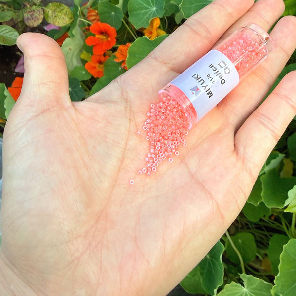 30g Miyuki Delica 11/0 Seed Beads, Translucent Luminous Flamingo DB2034