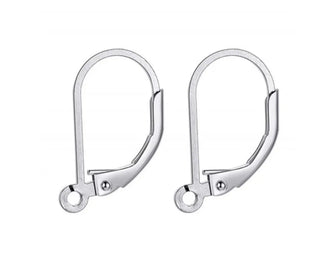 50pcs 316 Surgical Stainless Steel Ear Wires 15mm Leverback Earring Hooks